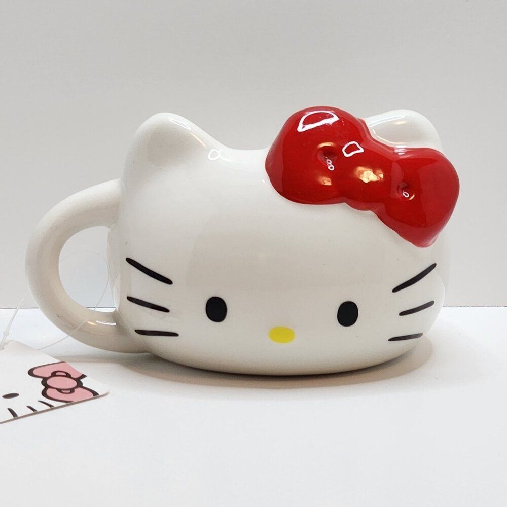 Hello Kitty Face Sculpted Mug with Handle | 16 oz Capacity | Red Bow Sanrio NWT